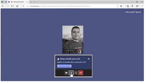 O Teams identifica que o seu microfone está no mudo quando começa a falar Microfone Mudo Microsoft Teams