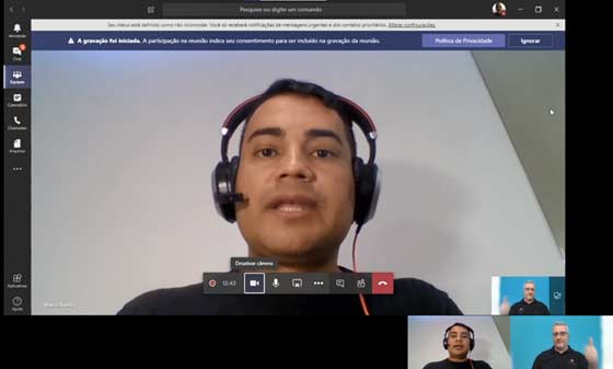 VideoChamada no navegador Videoconferência no Teams pelo navegador